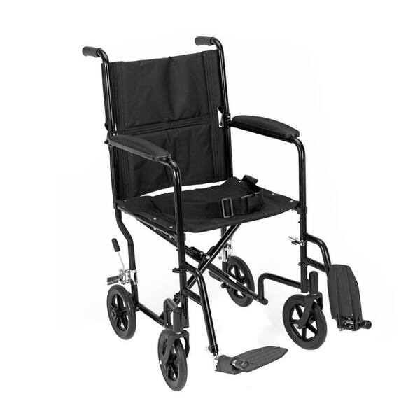 Unbranded Revolution Mobility Standard Steel Transport Wheelchair with 17 in. Wide Seat in Blue-DISCONTINUED