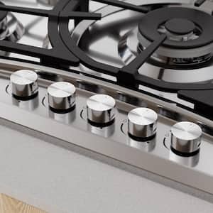 36 in. Gas Stove Cooktop with 5 Sealed Burners in Stainless Steel Including Power Burner