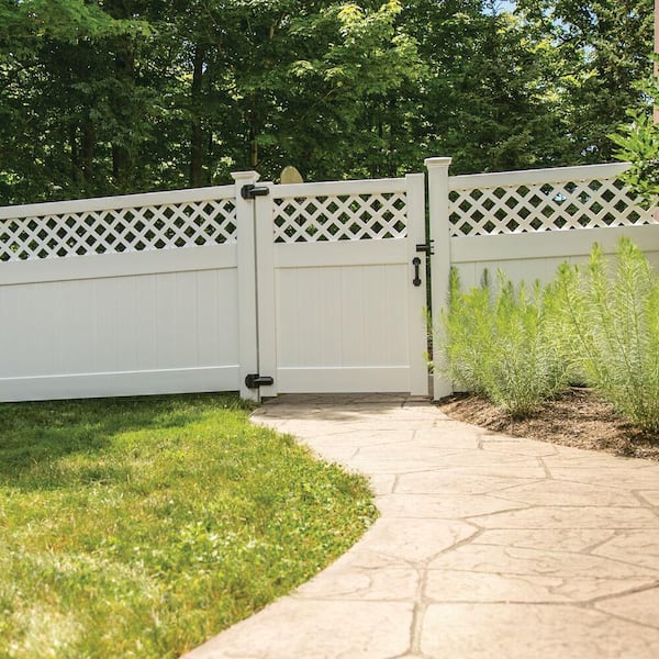 Anderson 5 ft. x 6 ft. White Vinyl Lattice Top Fence Gate