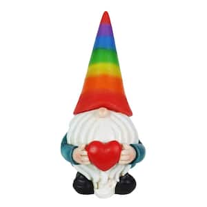 5.71 in. x 12.2 in. Gnome Garden Statue, Solar Rainbow Hat