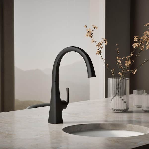 Graze Single Handle Bar Faucet with Swing Spout in Matte Black