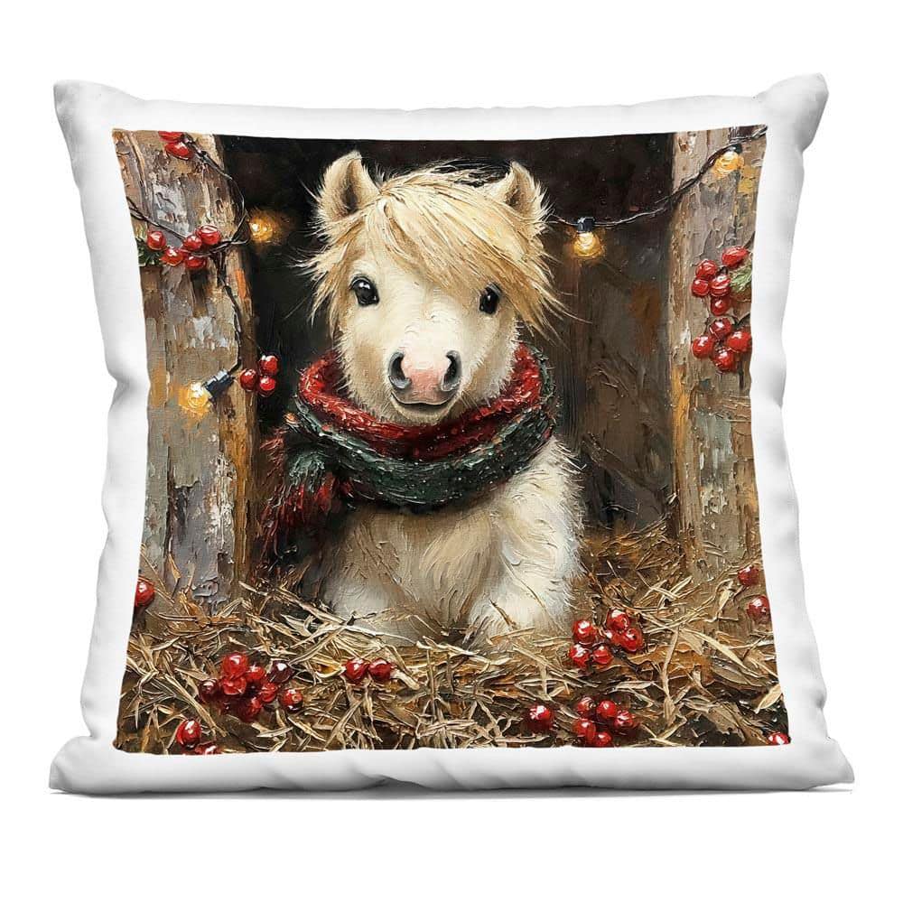 Horse Foal with Holly and Lights Brown Abstract Polyester 18 in. x 18 in. Throw Pillow price history on PriceWatchPro