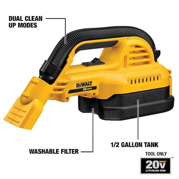 20V MAX Cordless 1/2 Gal. Wet/Dry Portable Vacuum (Tool Only)