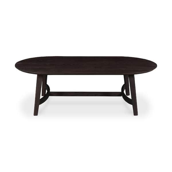 Odhran 54 in. Dark Brown Oval Solid Oak Wood Coffee Table