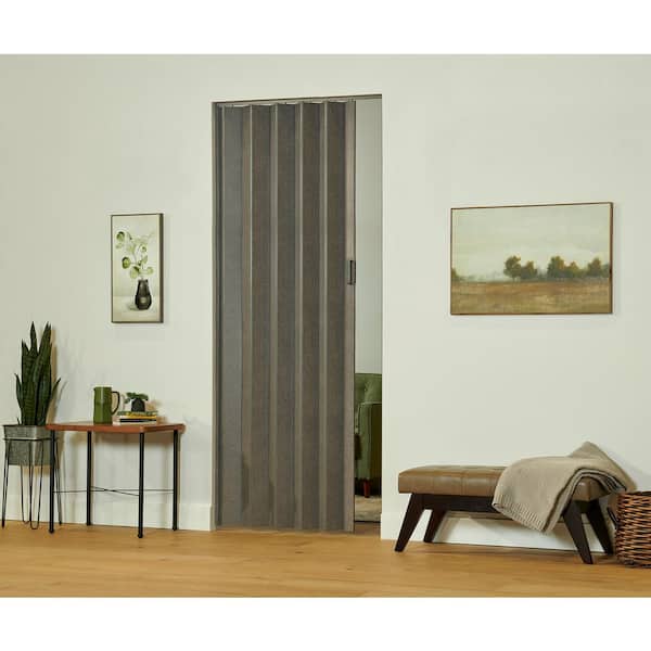 Spectrum Elite 48 in. W. x 96 in. Grey Linen Vinyl Accordion Door