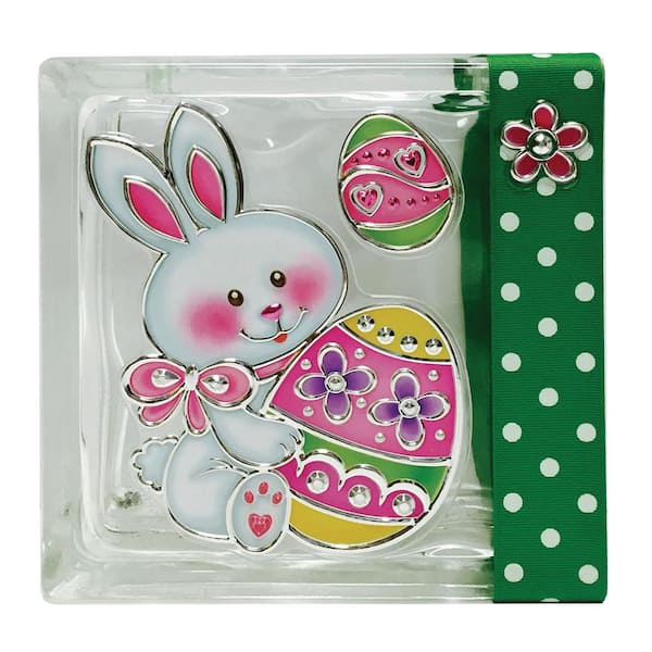 REDI2CRAFT Holiday Art Series 7.5 in. x 7.5 in. x 3.125 in. Wave Glass Block for Arts and Crafts with Snowman Theme