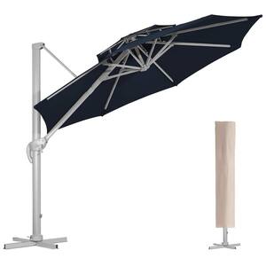 10 ft. Aluminum Cantilever Umbrella With Cover in Navy