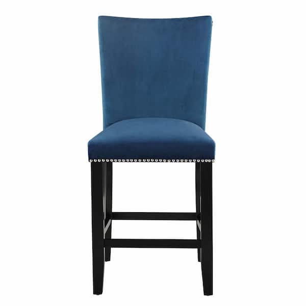 Camila Blue Velvet Counter Chair (Set of 2)