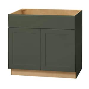 Avondale 36 in. W x 21 in. D x 34.5 in. H Ready to Assemble Plywood Shaker Sink Base Kitchen Cabinet in Fern Green
