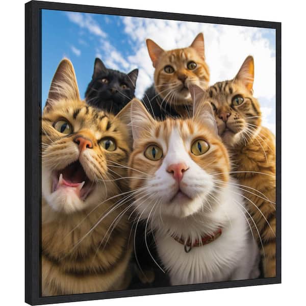 Sylvie Funny Animal Cat Selfie by the Creative Bunch Studio Framed Art Print 22 in. x 22 in.