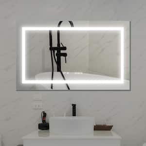40 in. W x 24 in. H Large Rectangular Frameless Wall Mounted Anti-Fog LED Bathroom Vanity Mirror in Silver