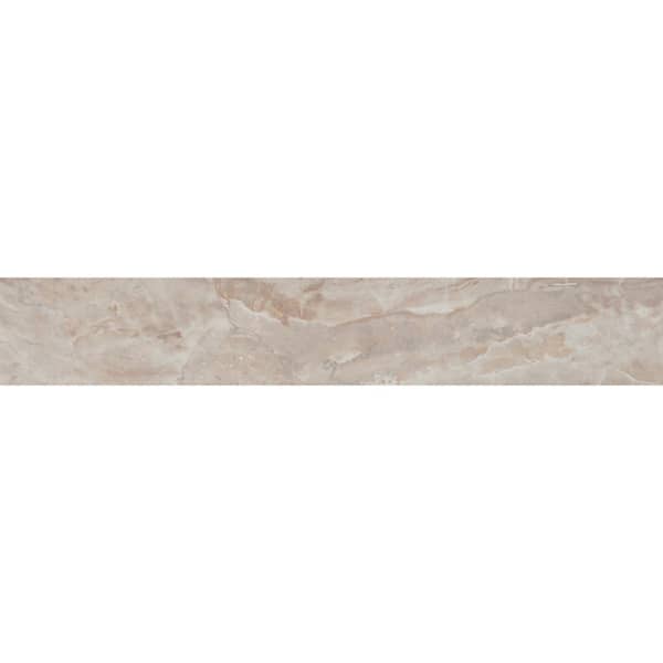 Pietra Onyx Pearl Bullnose 3 in. x 18 in. Polished Porcelain Wall Tile  (15 lin. ft./Case)