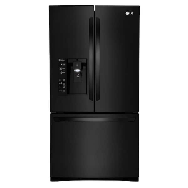 LG 23.7 cu. ft. French Door Refrigerator in PrintProof Matte Black Stainless Steel with Glide N' Serve, Counter Depth