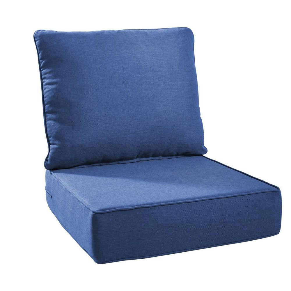 Modern 24 in. x 24 in. x 6 in. 2-Piece Deep Seating Outdoor Lounge Chair Thick Cushion Set in Blue (1-Set) price history on PriceWatchPro