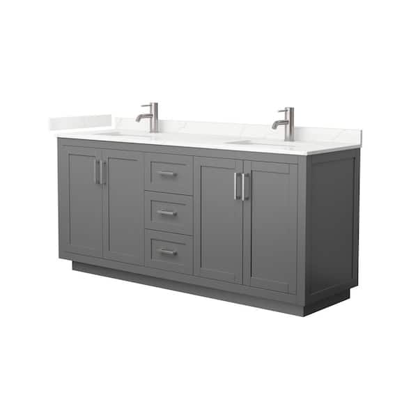 Wyndham Collection Miranda 72 in. W x 22 in. D x 33.75 in. H Double Bath Vanity in Dark Gray with Giotto Quartz Top