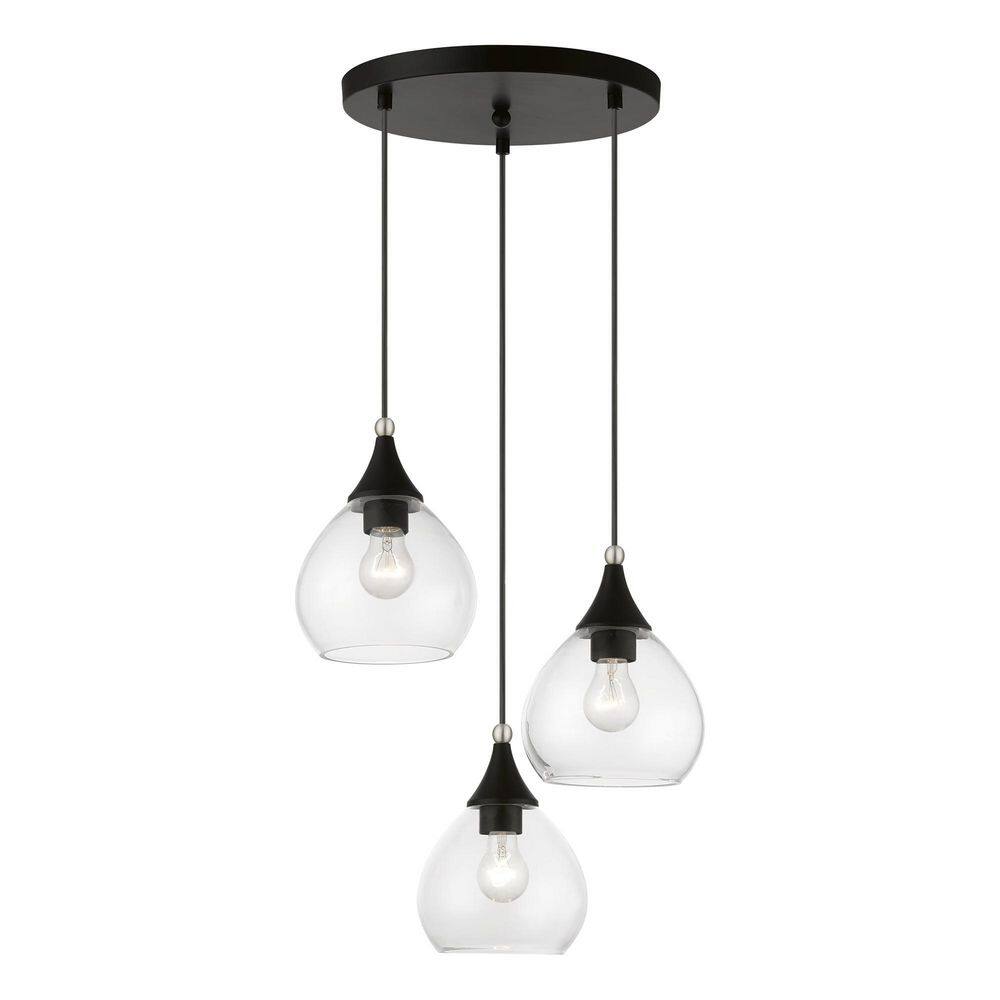 Elegant Catania 3-Light Indoor/Outdoor Pendant with Clear Glass Shades
