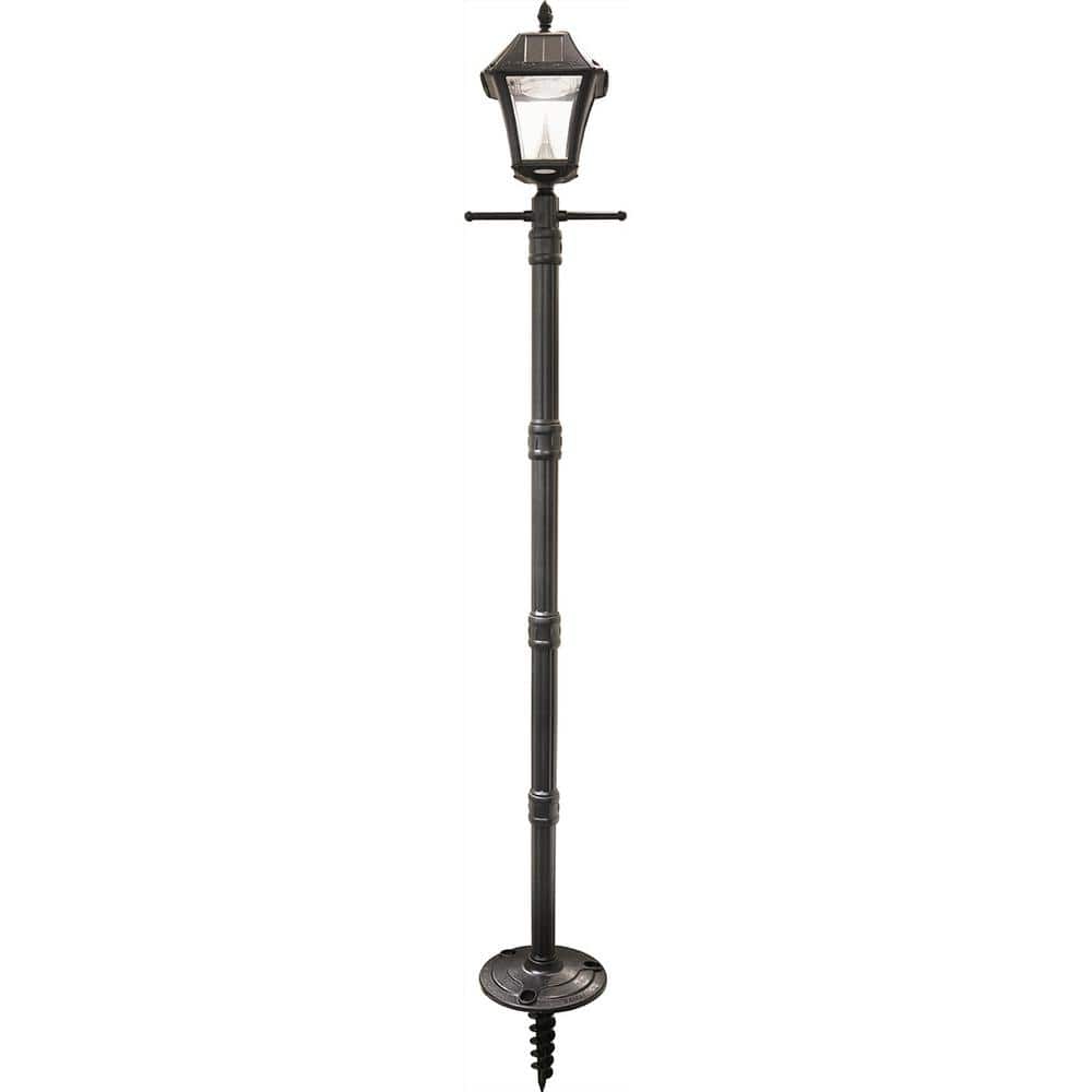 Baytown II Black Solar LED Lamp Post with Clear Plastic Lens