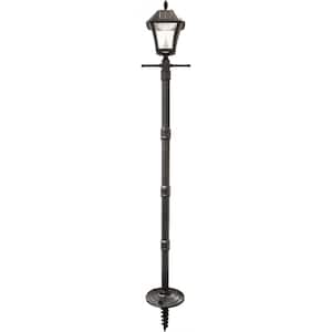 Baytown II 78 in. Black Outdoor Solar Weather Resistant Solar Landscape Post Light Lantern and Lamp Post with EZ-Anchor