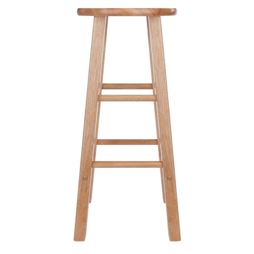 Transitional Natural Wood Adjustable 29" Backless Bar Stool Set