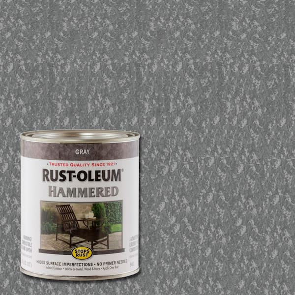 Rust-Oleum Stops Rust 1 qt. Gray Hammered Gloss Rust Preventive Interior/Exterior Paint (2-Pack)