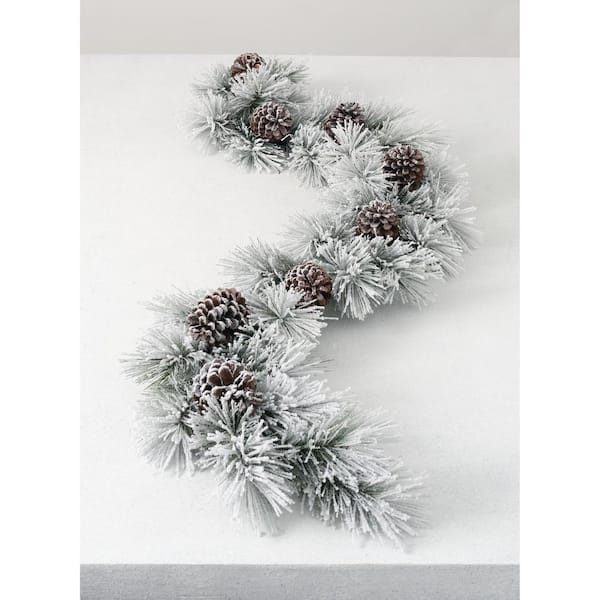 SULLIVANS 6 ft. Green Unlit Artificial Christmas Garland Snowy Pine