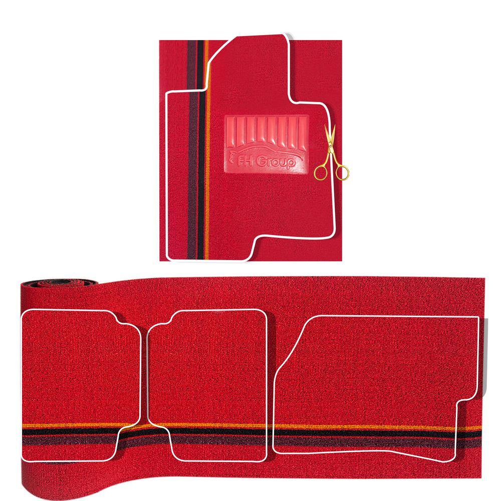 FH Group DIY Ultra Waterproof Trimmable NonSlip Red Vinyl Floor Mats Red Striped DMF12021REDSP