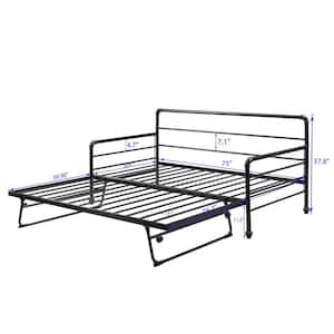 Black Metel Twin Size Daybed with Adjustable Pop Up Trundle