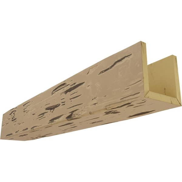 Ekena Millwork 10 in. x 6 in. x 8 ft. 3-Sided (U-Beam) Pecky Cypress Natural Pine Faux Wood Ceiling Beam