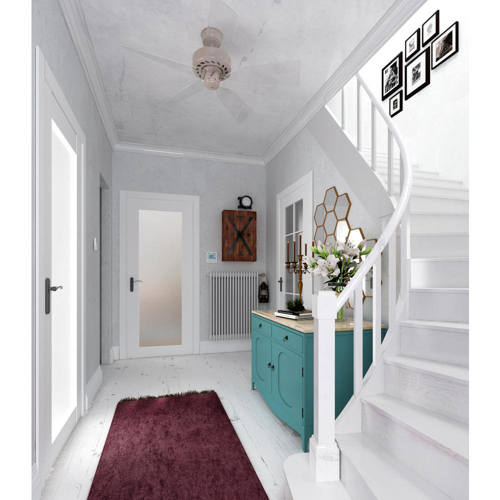 Polar White Frosted Glass Interior Door Slab with Solid Core