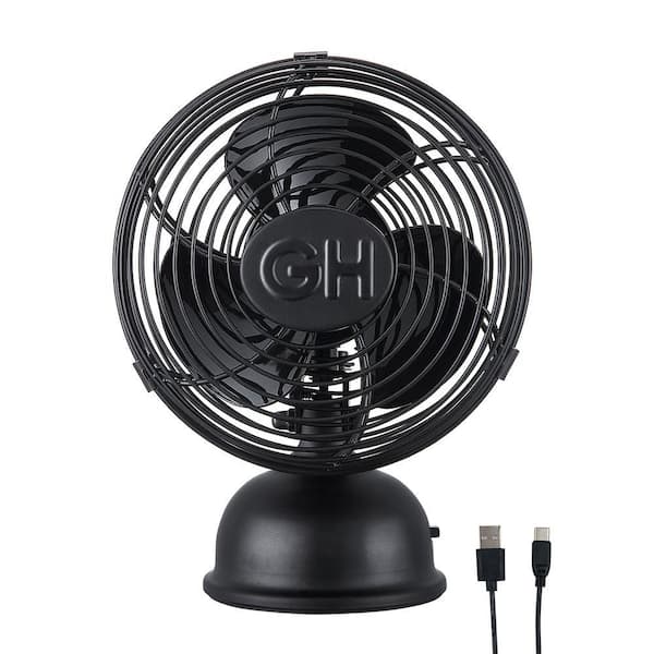 GOOD HOUSEKEEPING All-Metal 5 in. USB Fan with Oscillation in Matte Black