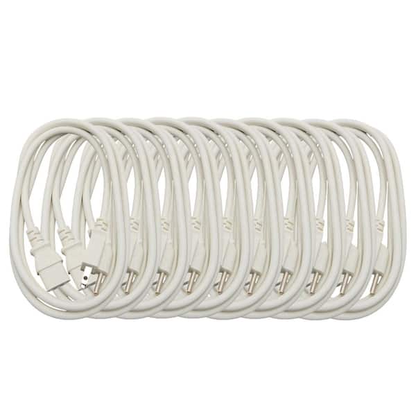 Micro Connectors, Inc 6 ft. Universal AC Power Cord UL Approved NEMA 5-15P to C13 18 AWG / 3-Conductors Indoor White (10-Pack)