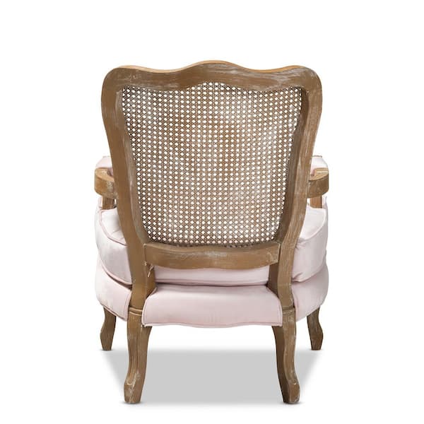 Baxton Studio Vallea Light Pink and Oak Fabric Armchair 156 9493