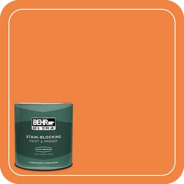 BEHR ULTRA 1 qt. #P220-7 Construction Zone Extra Durable Semi-Gloss Enamel Interior Paint & Primer
