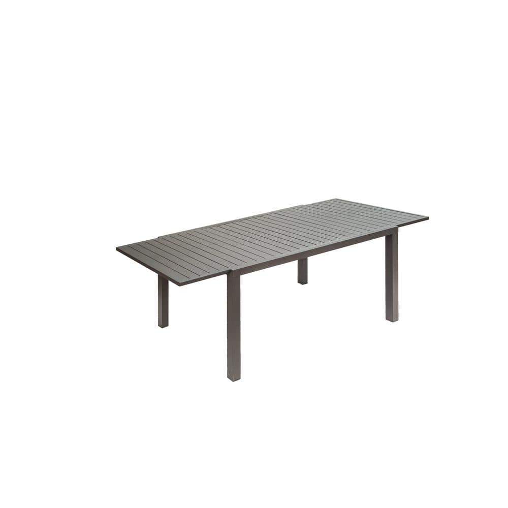 Germaine 88.98 in. Black Aluminum Rectangular Outdoor Patio Dining Table with Extension