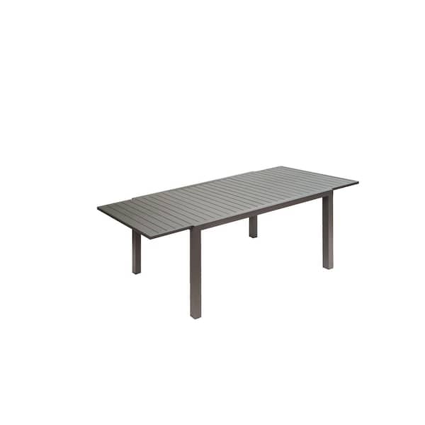 Germaine 88.98 in. Black Aluminum Rectangular Outdoor Patio Dining Table with Extension