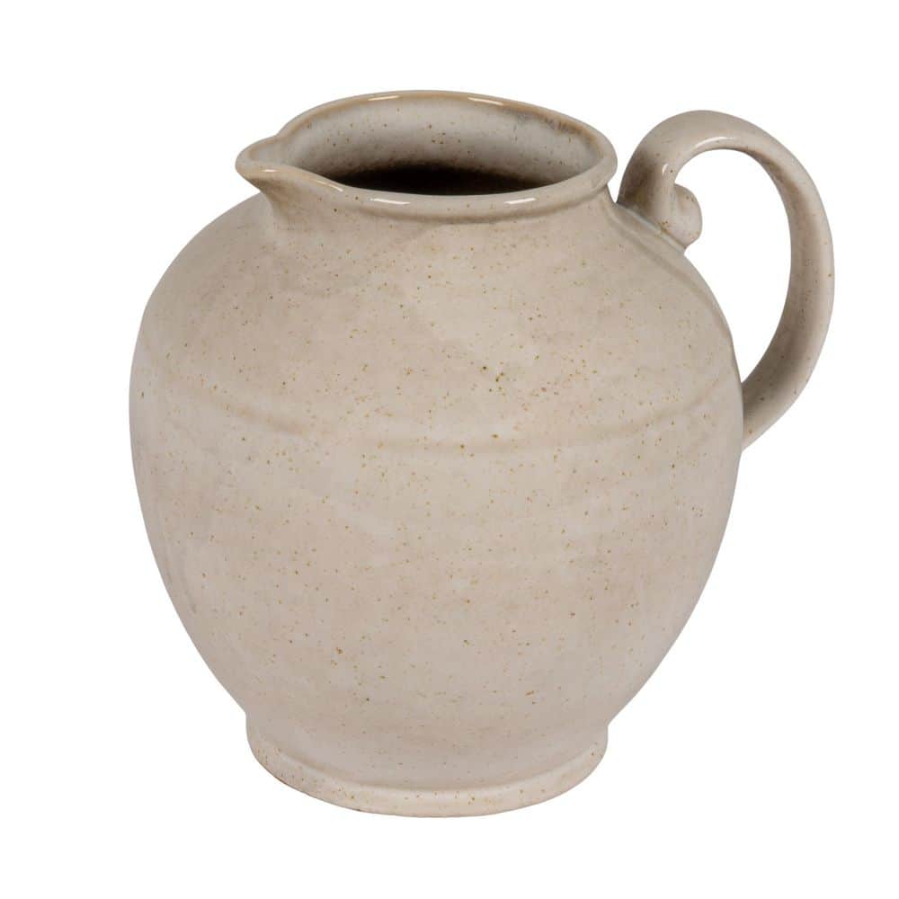 Storied Home 77 fl. oz. Cream Stoneware Pitcher with Reactive Glaze