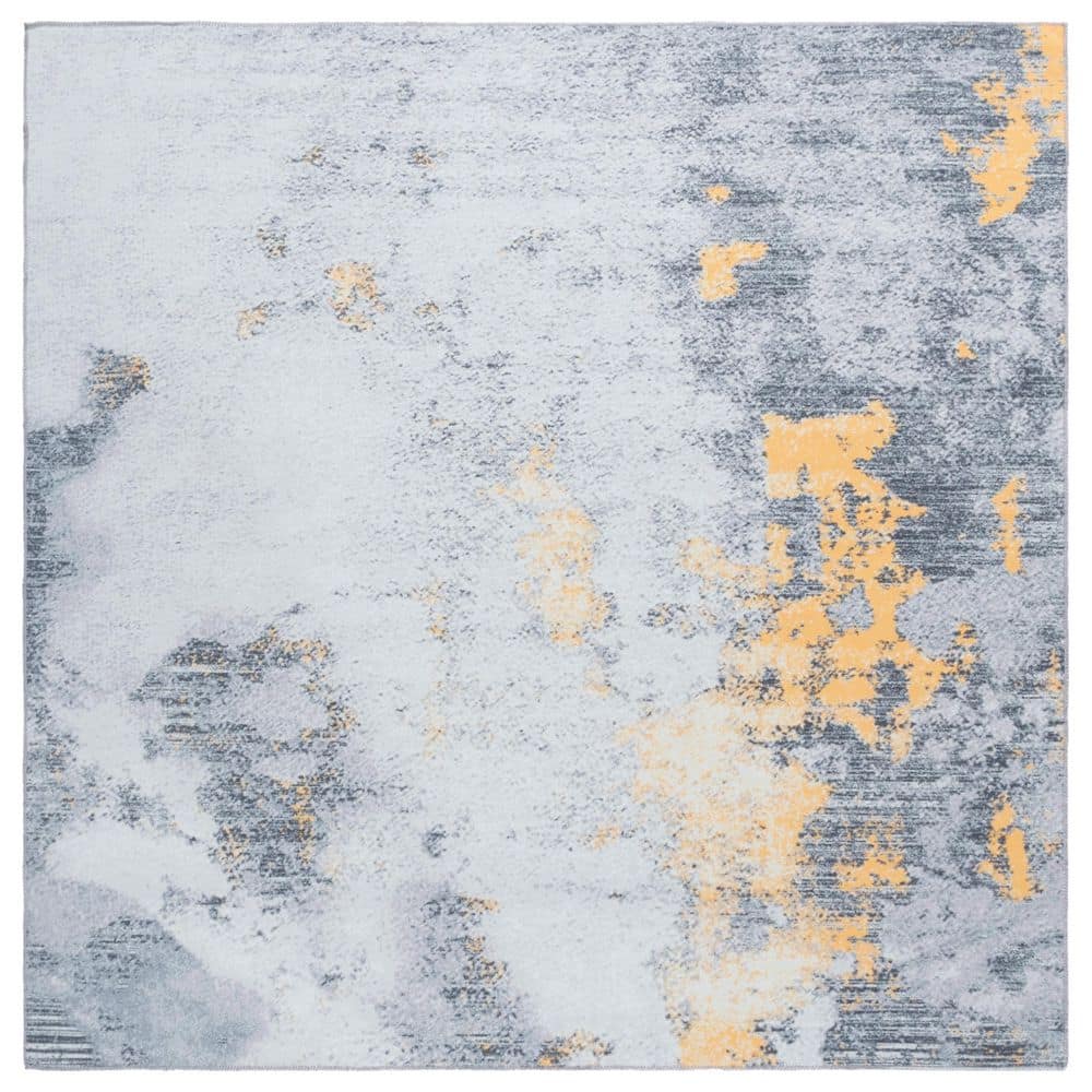 Malibu Gray/Gold 6 ft. x 6 ft. Machine Washable Distressed Abstract Square Area Rug price history on PriceWatchPro