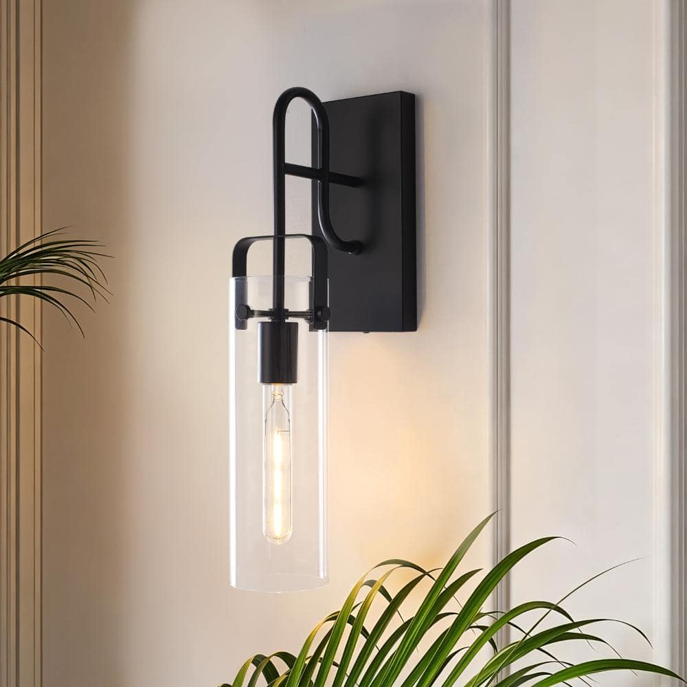 19.76-in 1-Light Black Bathroom Vanity Light Wall Sconce with Cylinder Clear Glass price history on PriceWatchPro