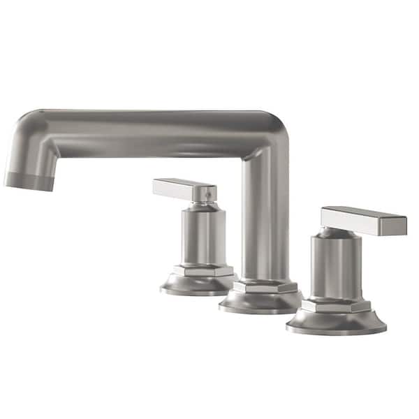 Unbranded 8 in. Widespread 2-Handle Bathroom Faucet with Drain Assembly in Brushed Nickel