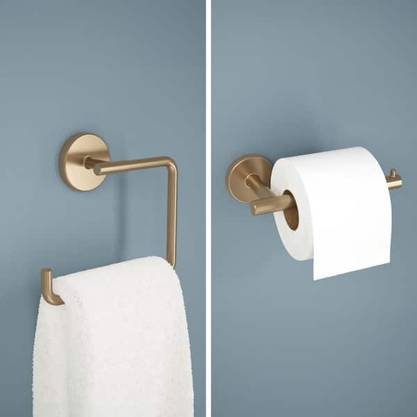 Trinsic 2-Piece Bath Hardware Set with Toilet Paper Holder, Towel Ring in Champagne Bronze