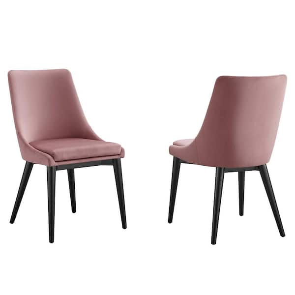 MODWAY Viscount Accent Performance Velvet Dining Chairs - Set of 2 in Dusty Rose