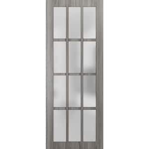 3312 18 in. x 80 in. 1 Panel No Bore Solid Core Frosted Glass Gray Finished Pine Wood Interior Door Slab