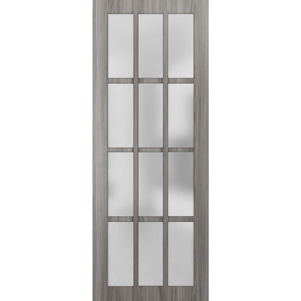 3312 24 in. x 80 in. 1 Panel No Bore Solid Core Frosted Glass Gray Finished Pine Wood Interior Door Slab price history on PriceWatchPro