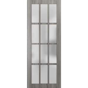 3312 42 in. x 84 in. 1 Panel No Bore Solid Core Frosted Glass Gray Finished Pine Wood Interior Door Slab