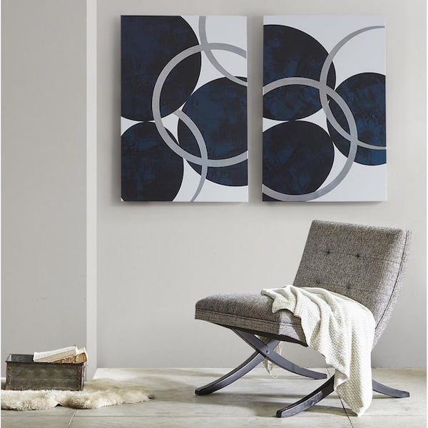 2-piece Abstract Silver Framed Art Drawing Abstract Canvas Wall