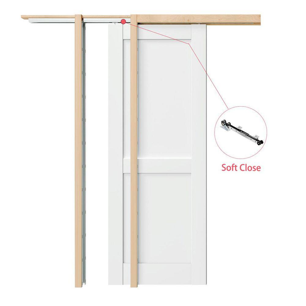 30 in. x 80 in. White Primed Composite Sliding Pocket Door, 2-Panel Core Door Slab with Soft Close, Frame and Hardware price history on PriceWatchPro