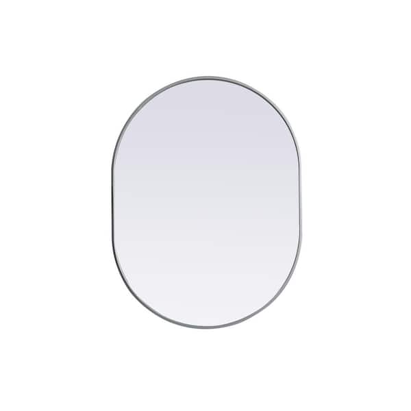 Unbranded Simply Living 30 in. W x 40 in. H Oval Metal Framed Silver Mirror