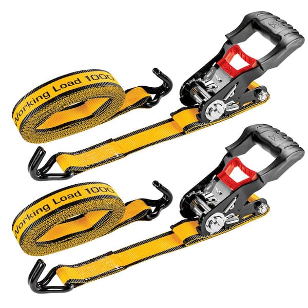 2-Pack 2 x 18' Ratchet Strap Tie Downs with S-Hooks 1000lb Working Load