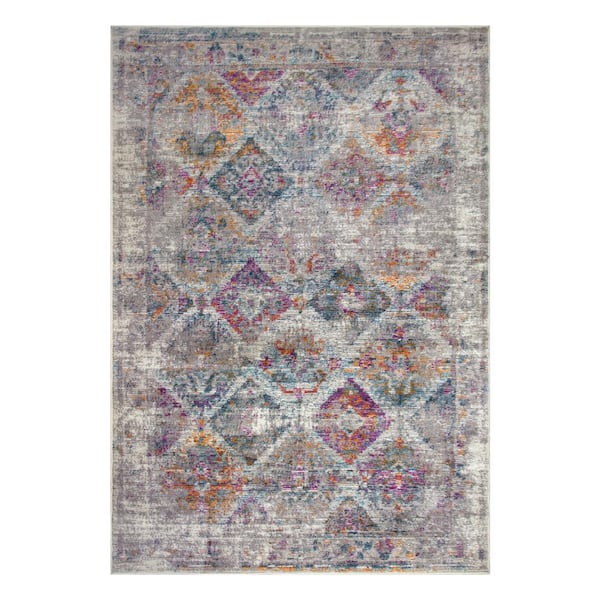Leick Home Calian Vintage Muted Gray and Ivory 5 ft. x 8 ft. Patchwork Polypropylene Area Rug
