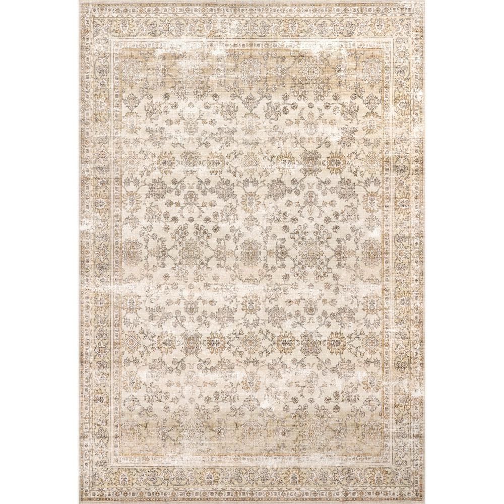 nuLOOM Deadra Vintage Floral Machine Washable Beige 5 ft. x 8 ft. Indoor  Rectangle Area Rug BIRV42A-508 - The Home Depot